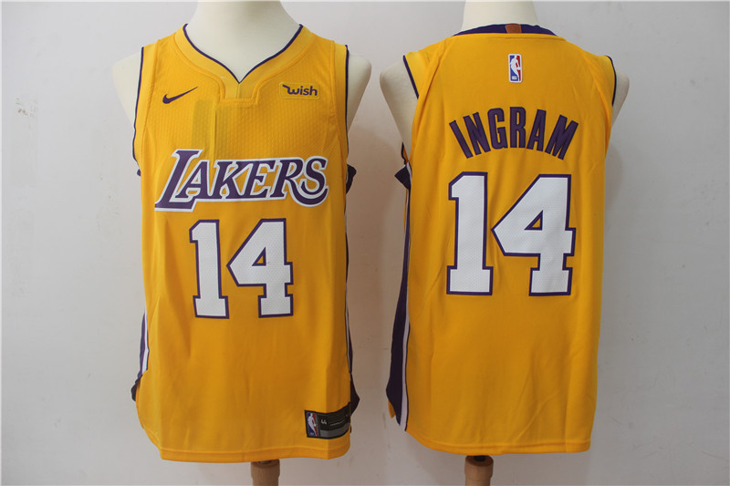Men Los Angeles Lakers #14 Ingram Yellow Game Nike NBA Jerseys->los angeles lakers->NBA Jersey